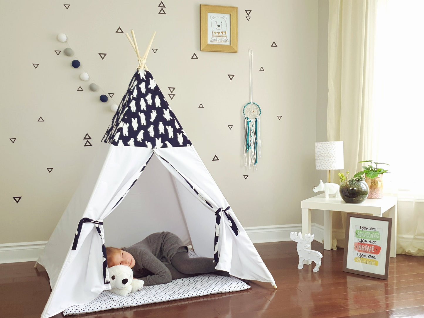 Polar Bear Navy and White Teepee