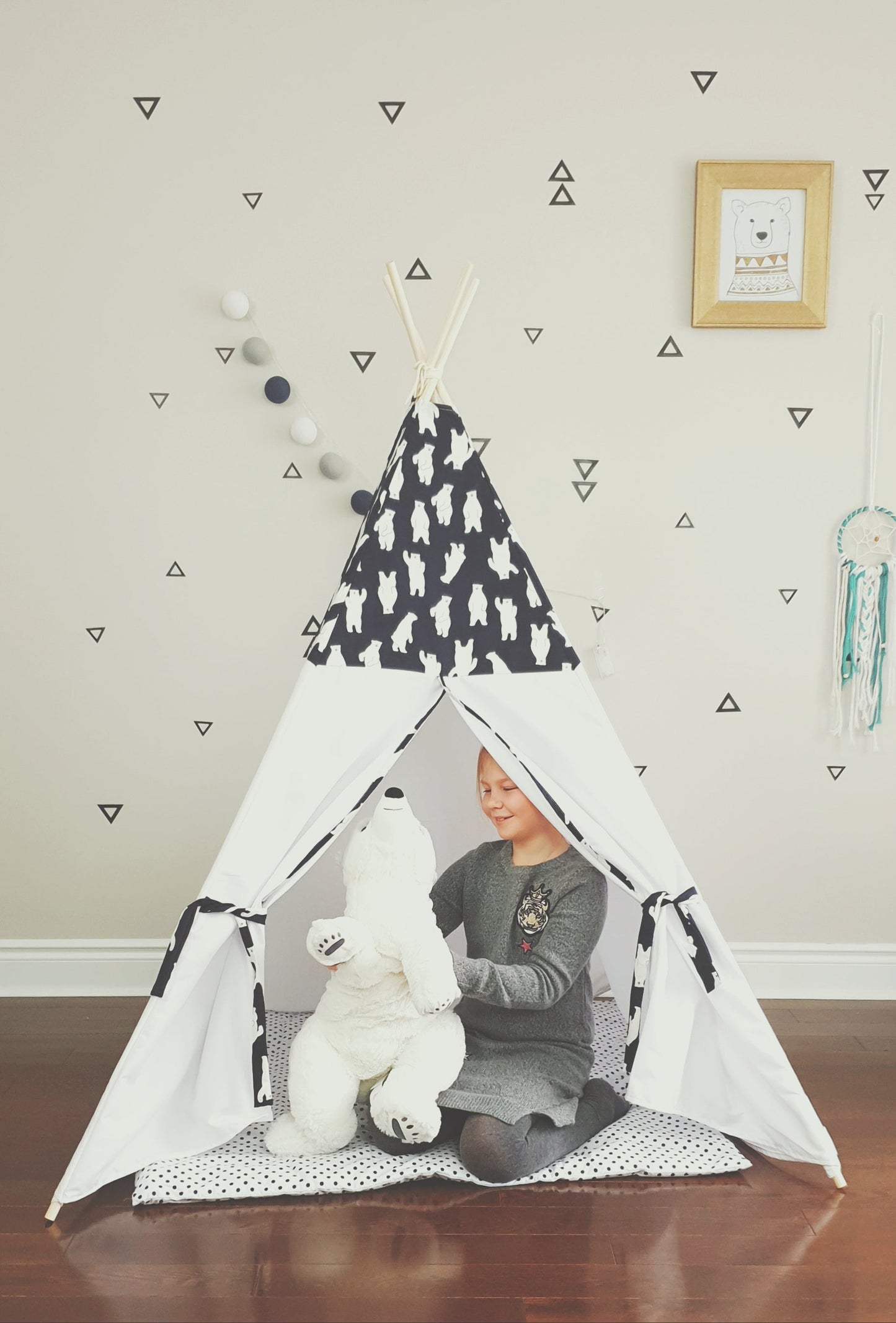 Polar Bear Navy and White Teepee