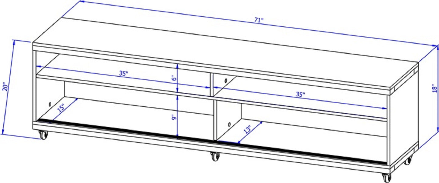 Eureka Modern 70.47" TV Stand with 4 Shelves - Black/Maple Cream