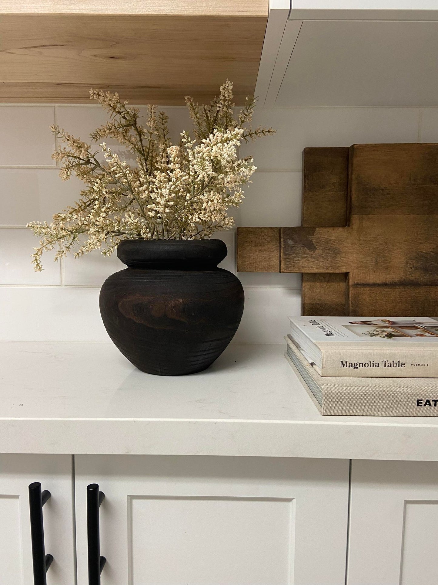 Black Paulownia Wooden Vase