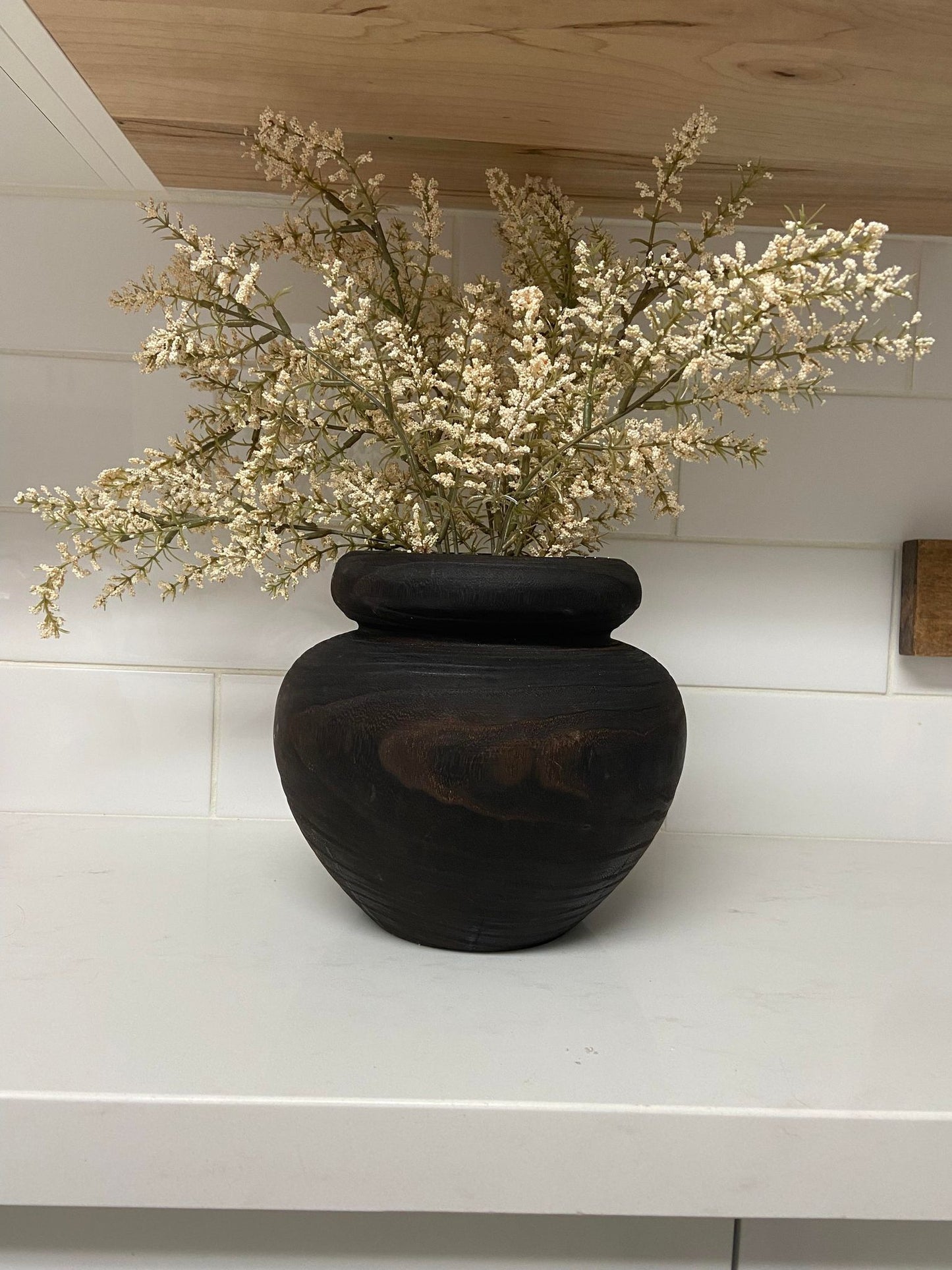 Black Paulownia Wooden Vase