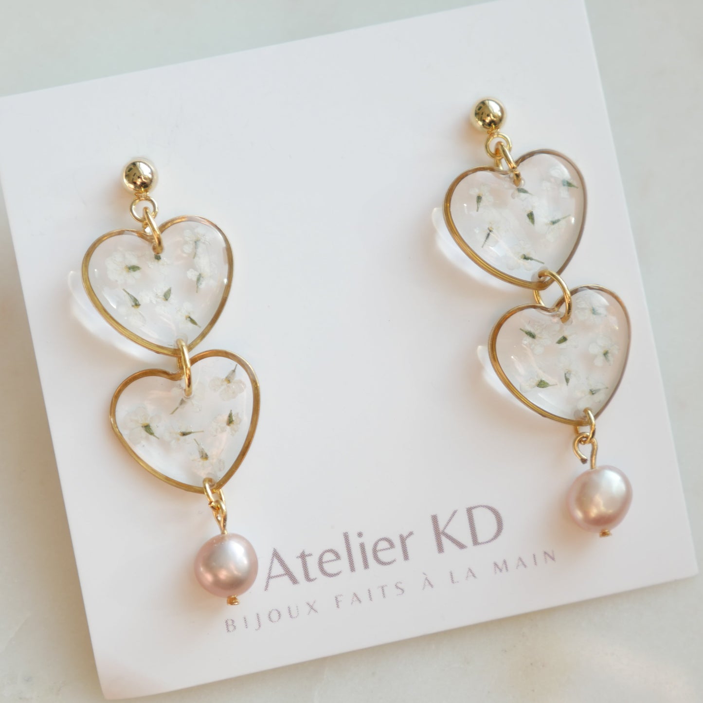 Boucles d'oreilles Perla duo - coeur