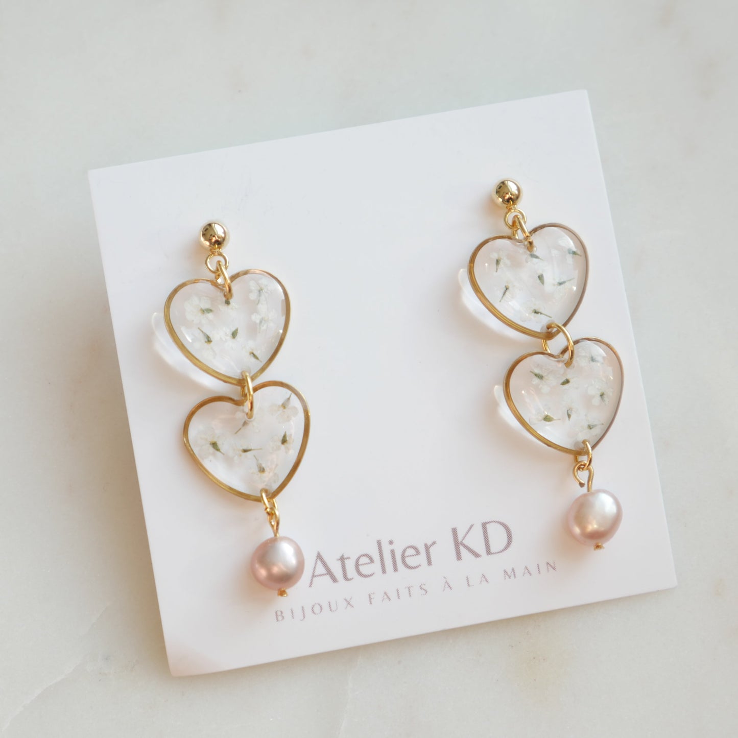 Boucles d'oreilles Perla duo - coeur
