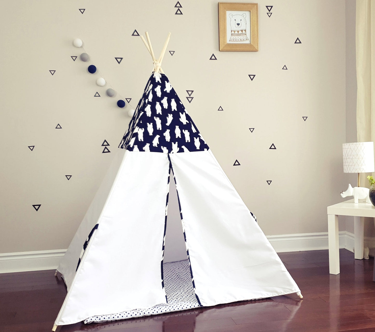 Polar Bear Navy and White Teepee