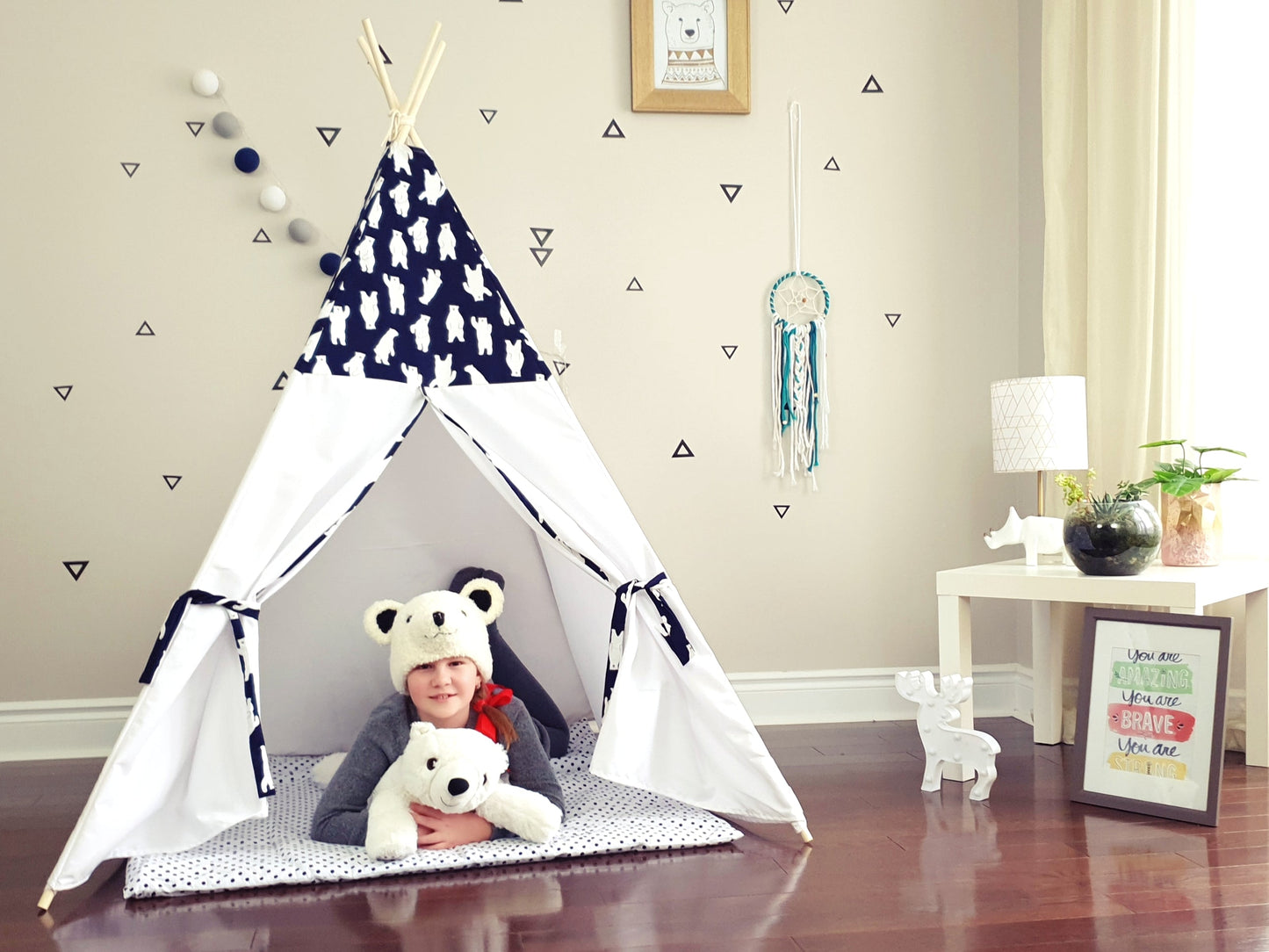 Polar Bear Navy and White Teepee