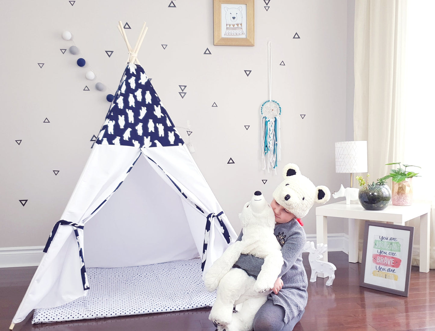 Polar Bear Navy and White Teepee