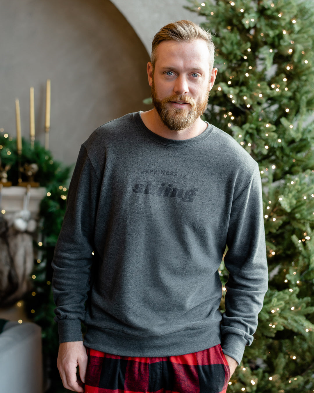 Men's Skiing Crew Sweatshirt, Charcoal