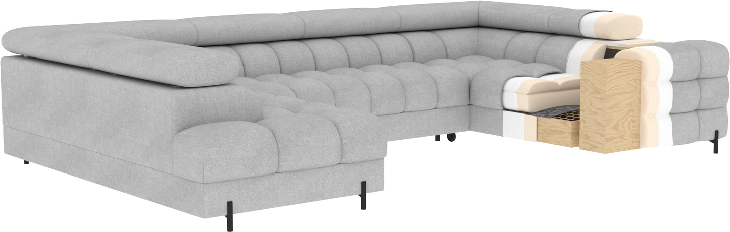 Fectory Sectional Storage Sleeper Chaise Sofa - Beige