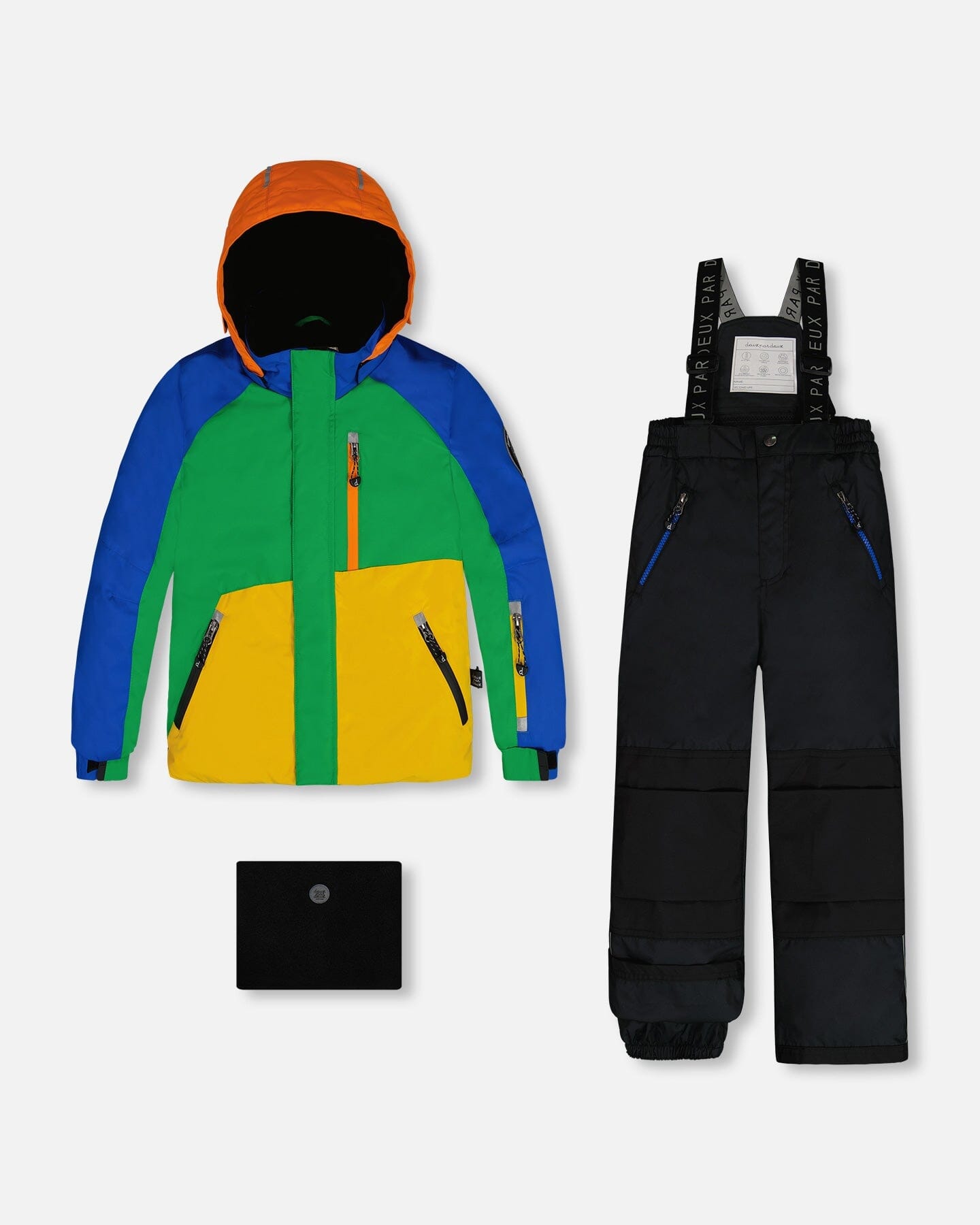 Two Piece Snowsuit Colorblock Royal Blue, Green, Yellow And Orange