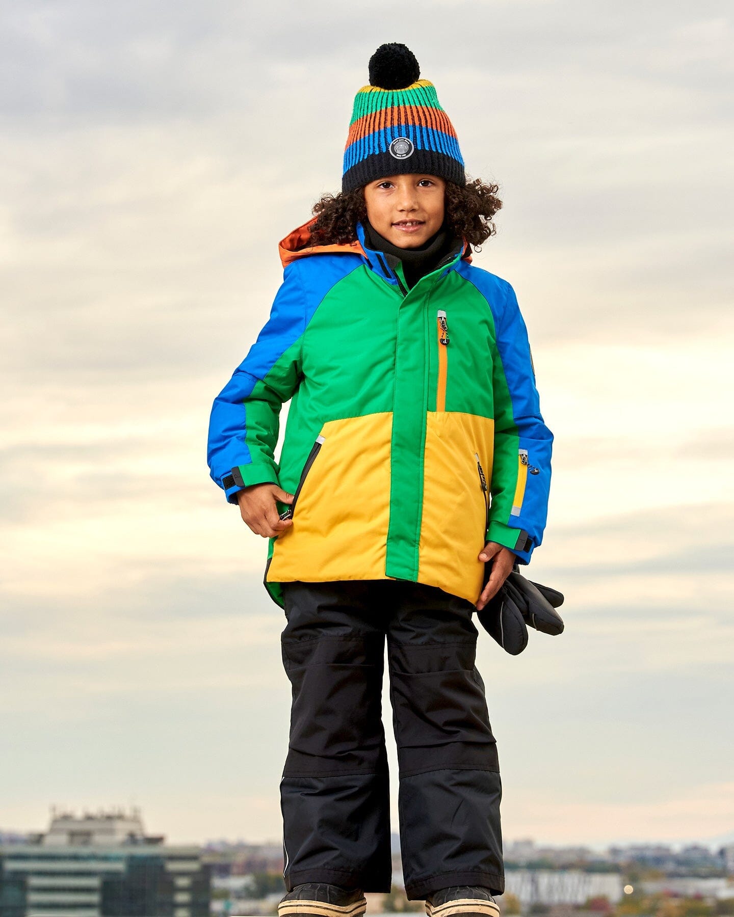 Two Piece Snowsuit Colorblock Royal Blue, Green, Yellow And Orange