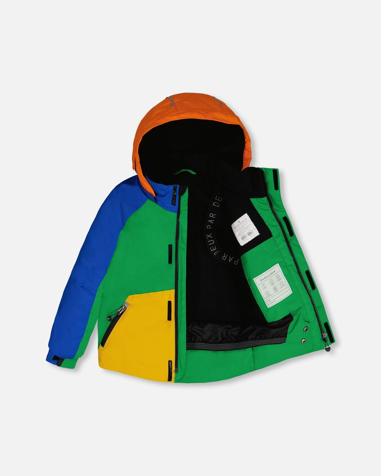 Two Piece Snowsuit Colorblock Royal Blue, Green, Yellow And Orange