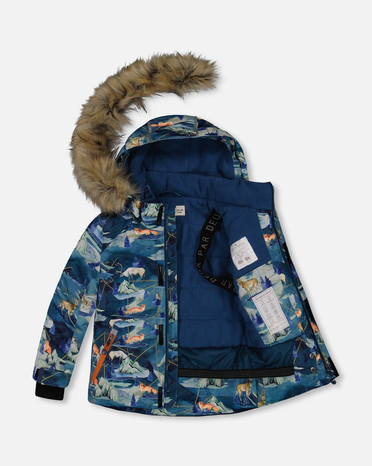 Two Piece Snowsuit Burnt Orange With Printed Animals And Glaciers