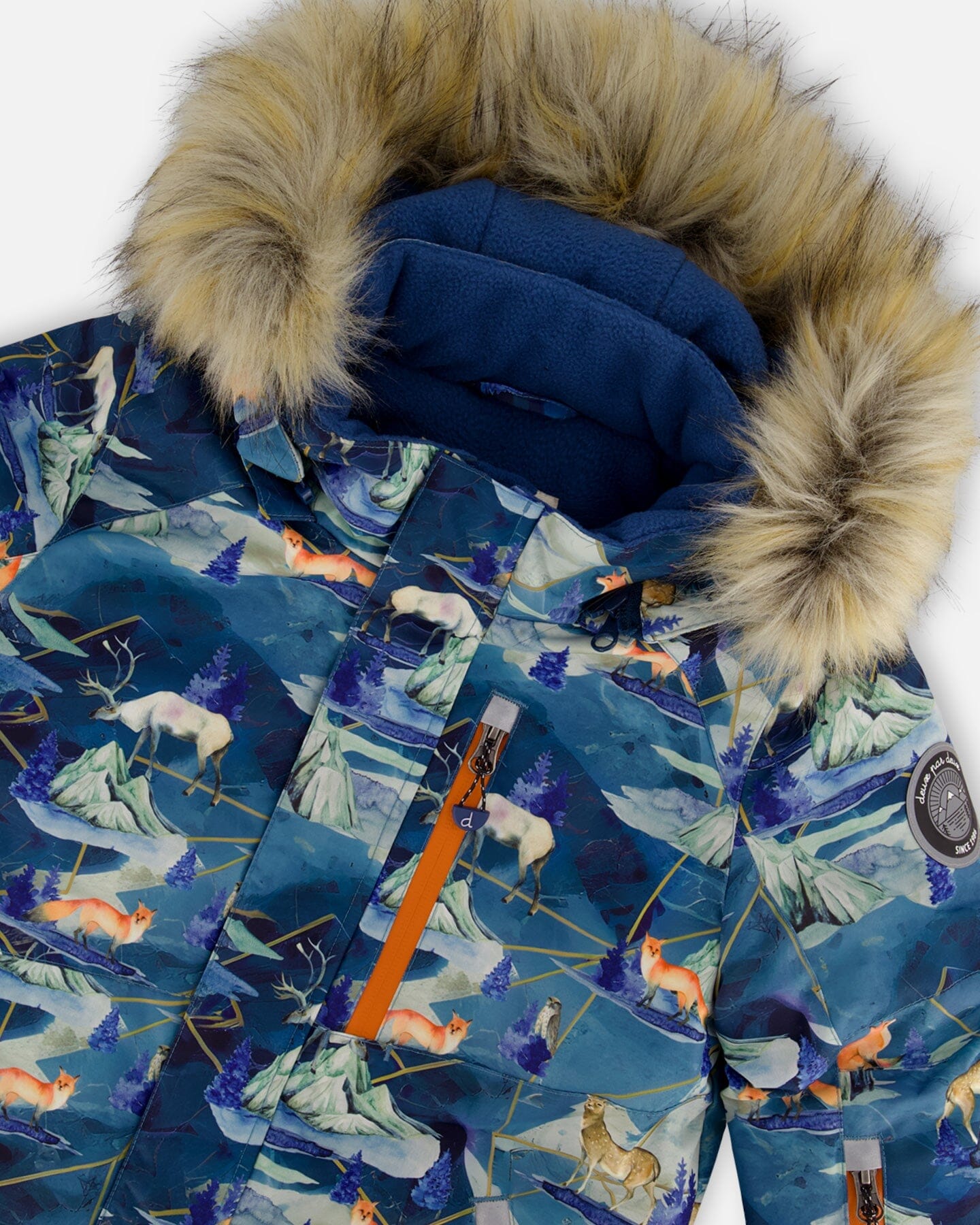 Two Piece Snowsuit Burnt Orange With Printed Animals And Glaciers