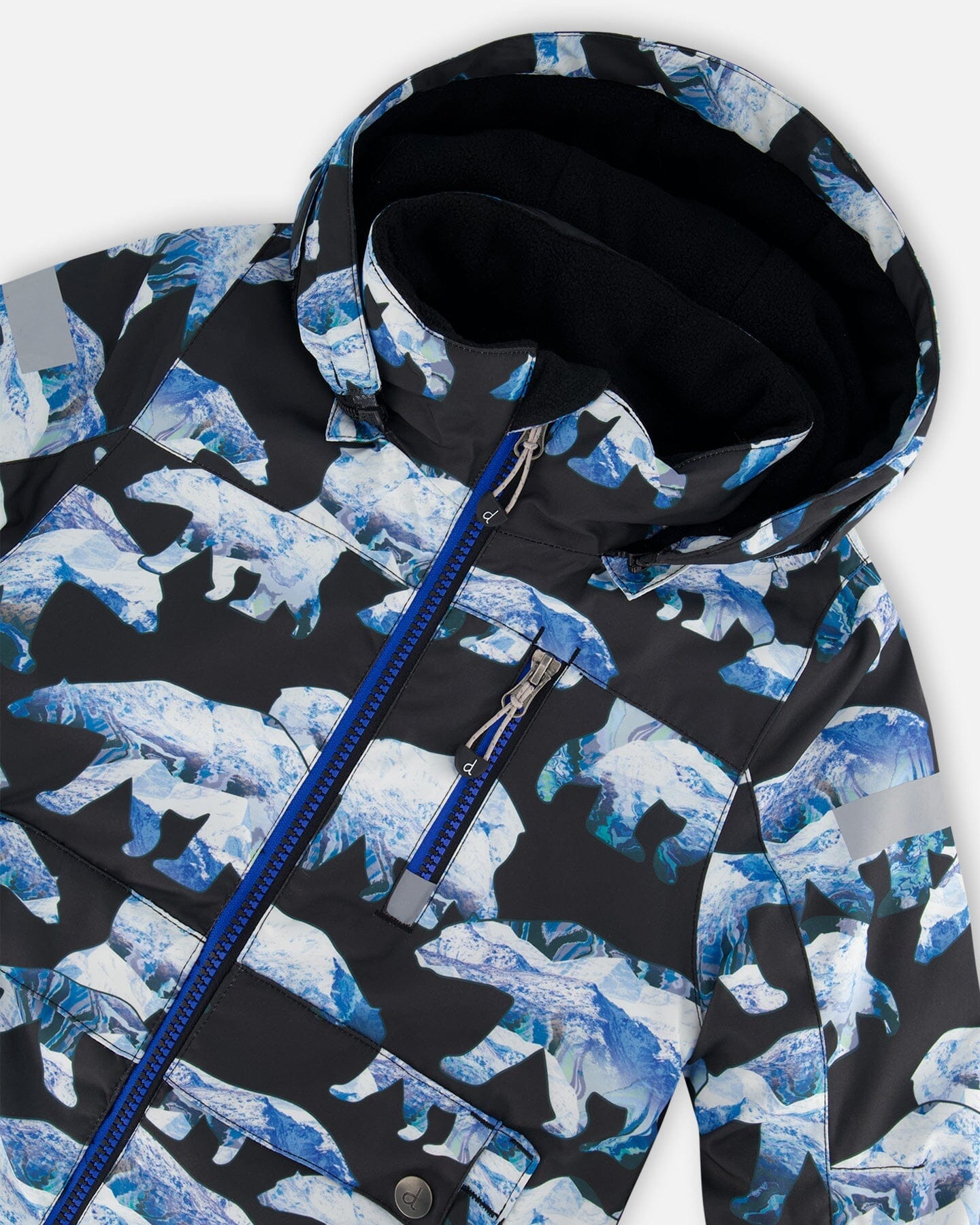 One Piece Snowsuit Black Printed Polar Bears