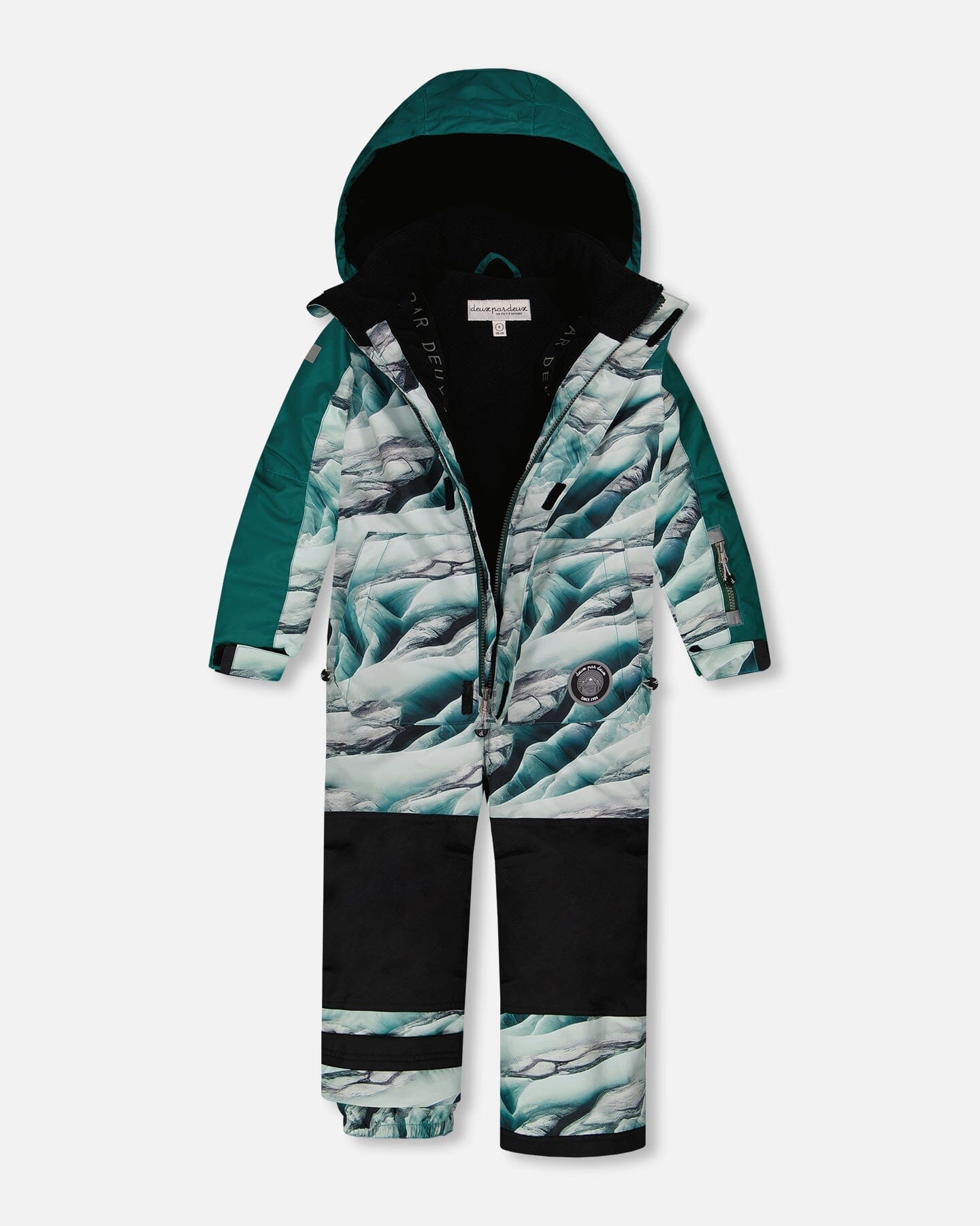 One Piece Snowsuit Forest Green Printed Glaciers