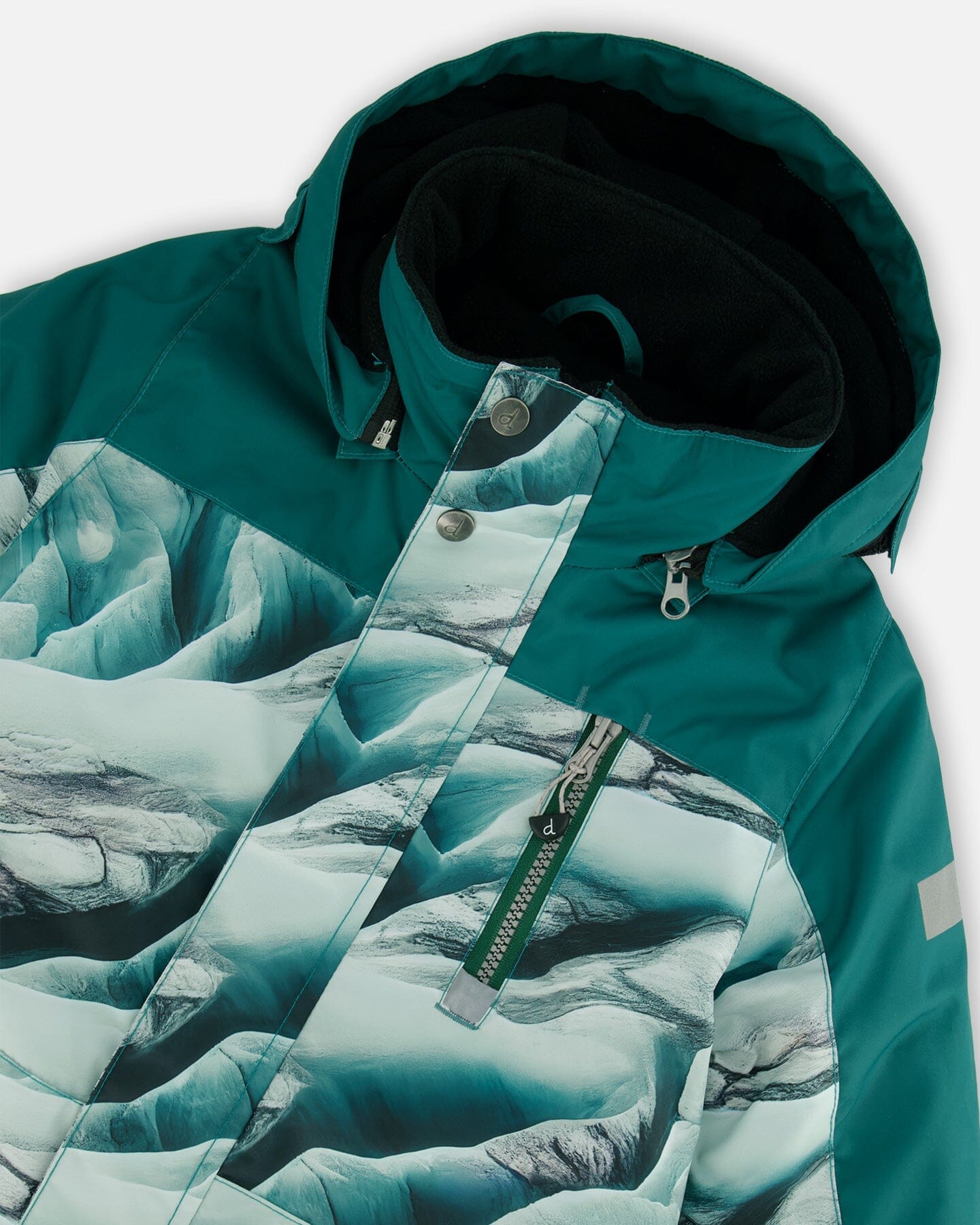 One Piece Snowsuit Forest Green Printed Glaciers