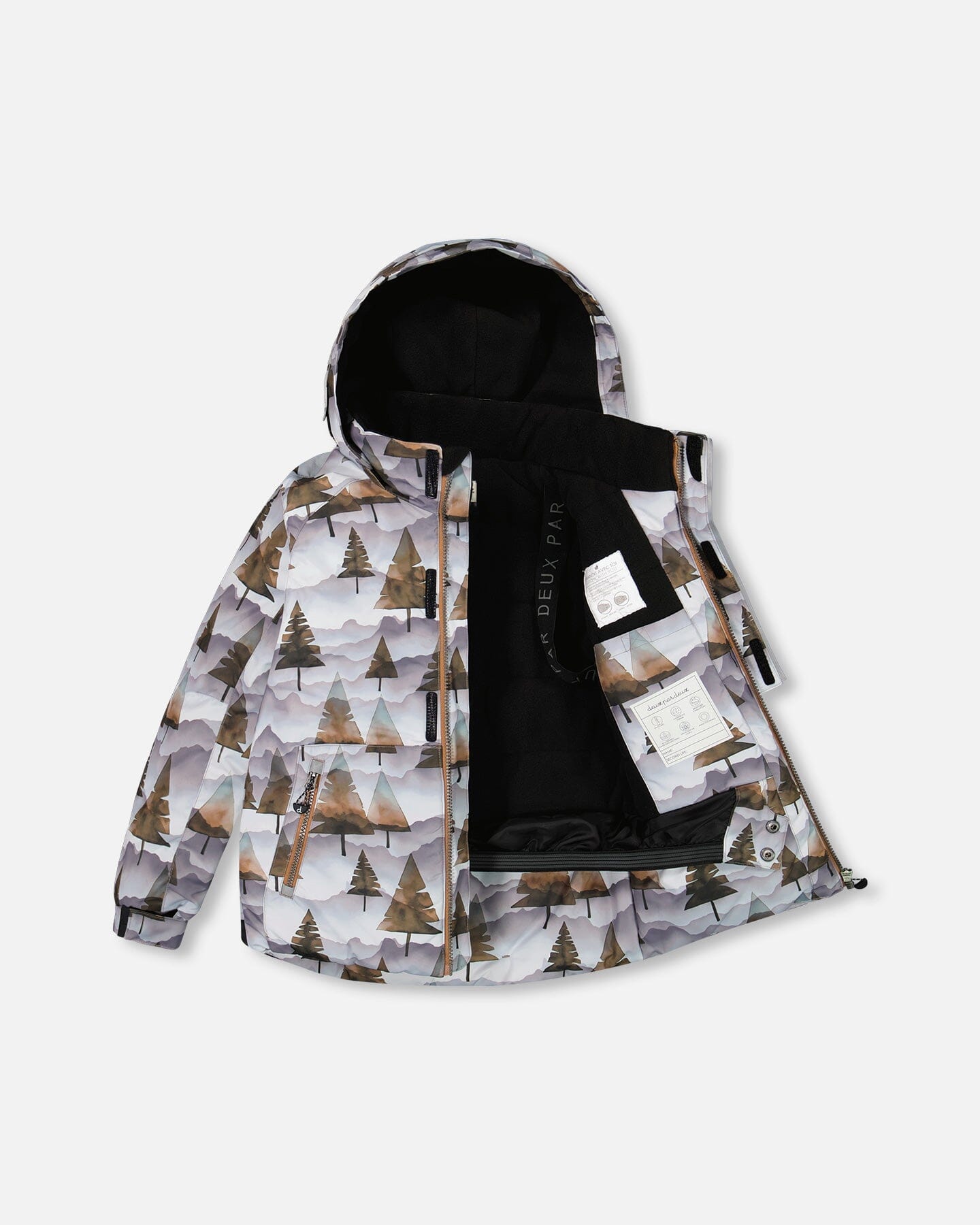 Two Piece Snowsuit Grey Landscape Printed Brown Trees And Brown