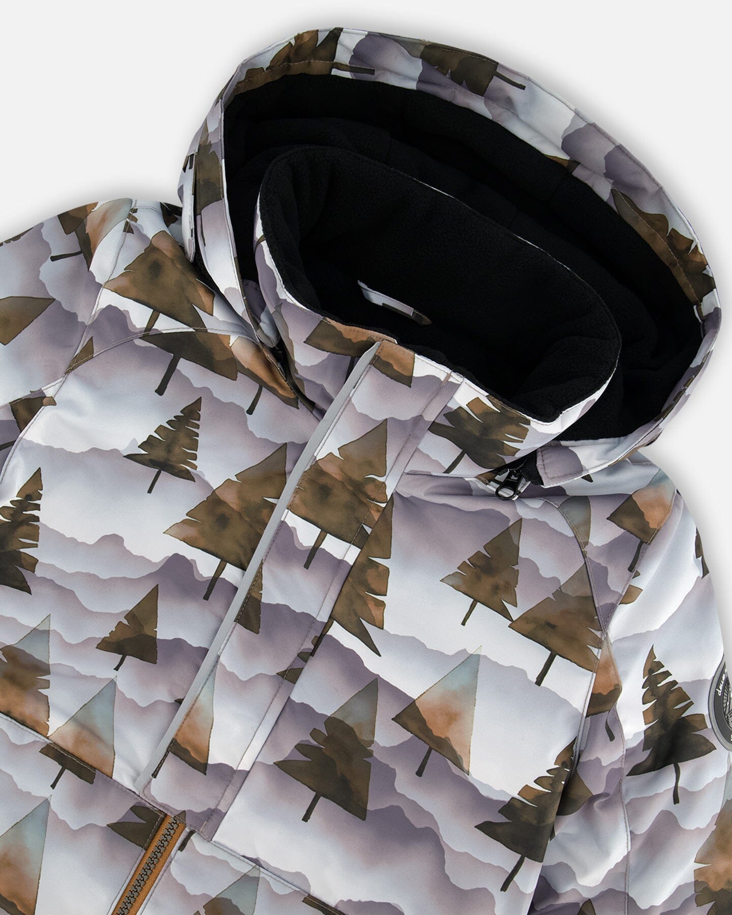 Two Piece Snowsuit Grey Landscape Printed Brown Trees And Brown