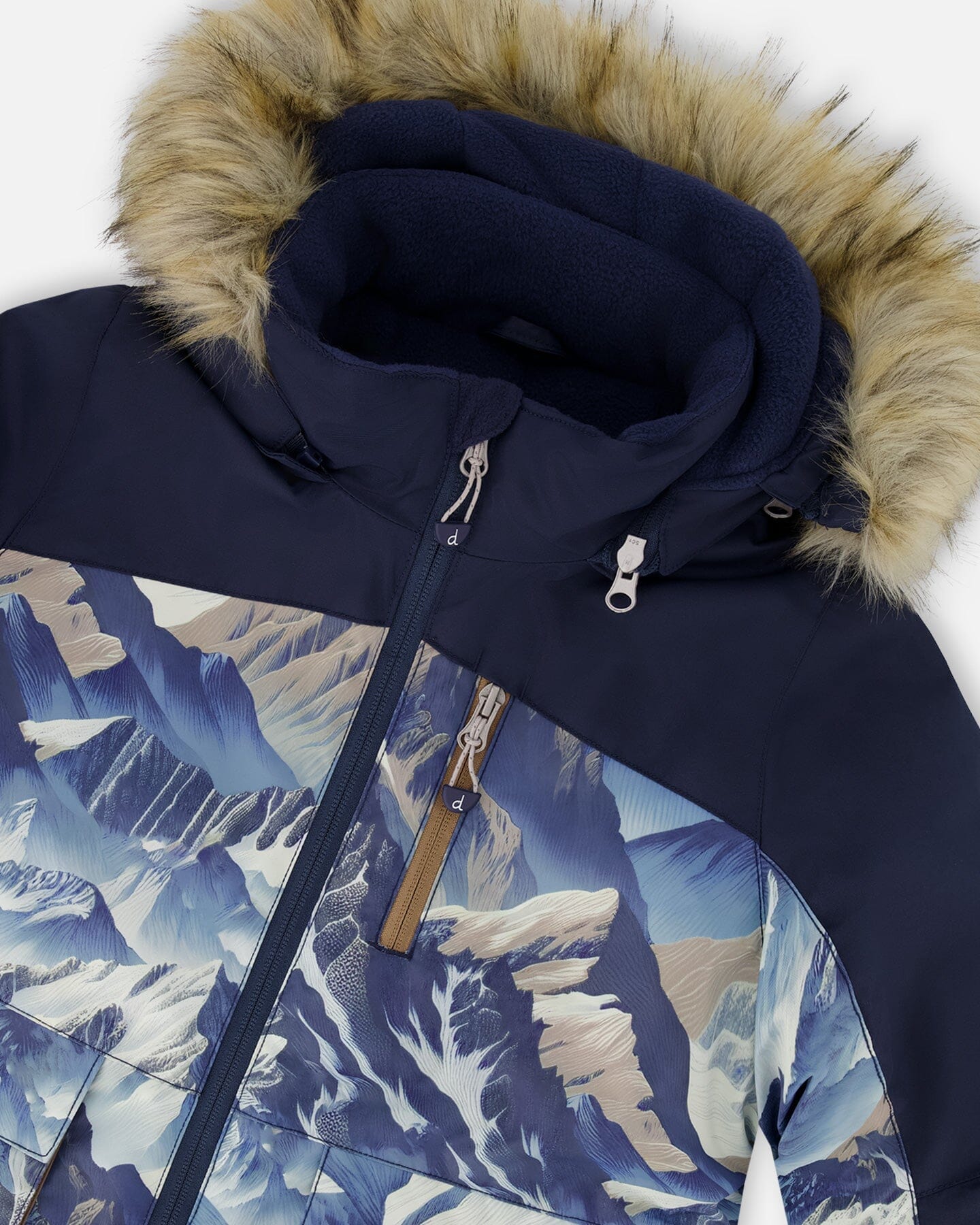 Two-Piece Play Snowsuit With Printed Colorblocked Jacket Navy Blue