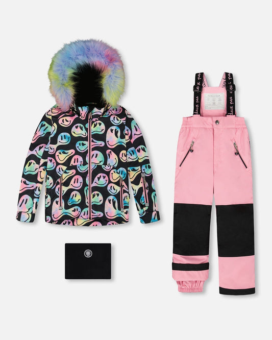 Two-Piece Play Snowsuit With Printed Jacket Pink