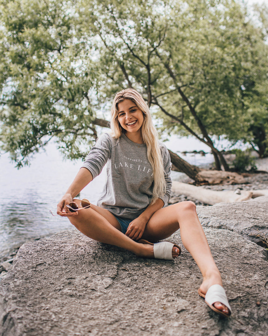 Women's Lake Life Crew Sweatshirt, Heather Grey