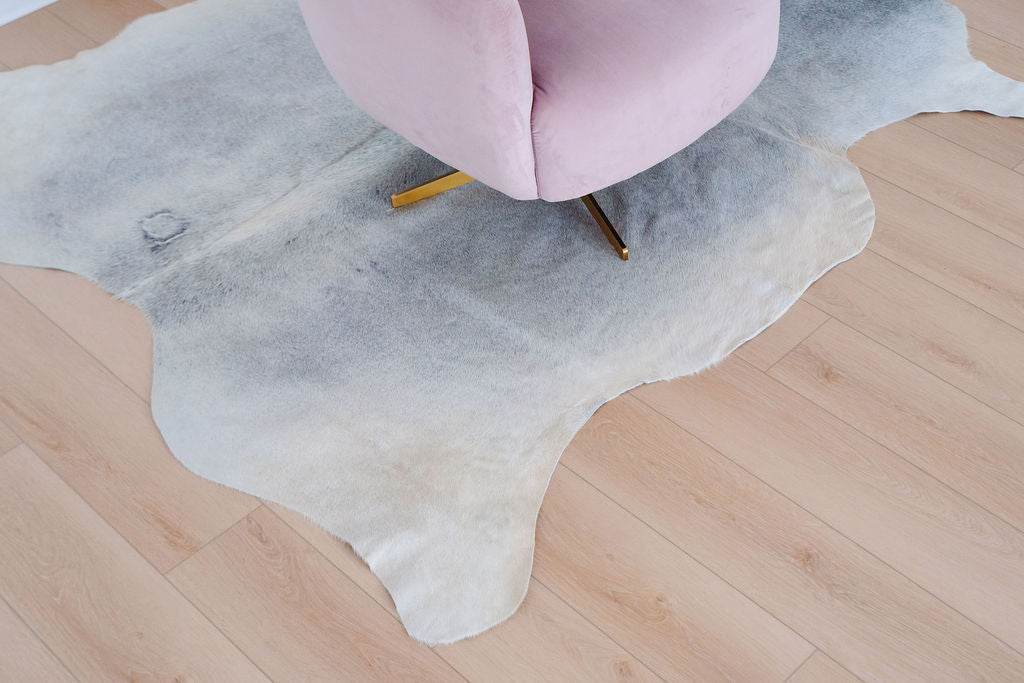 Large Light Grey Cowhide Area Rug