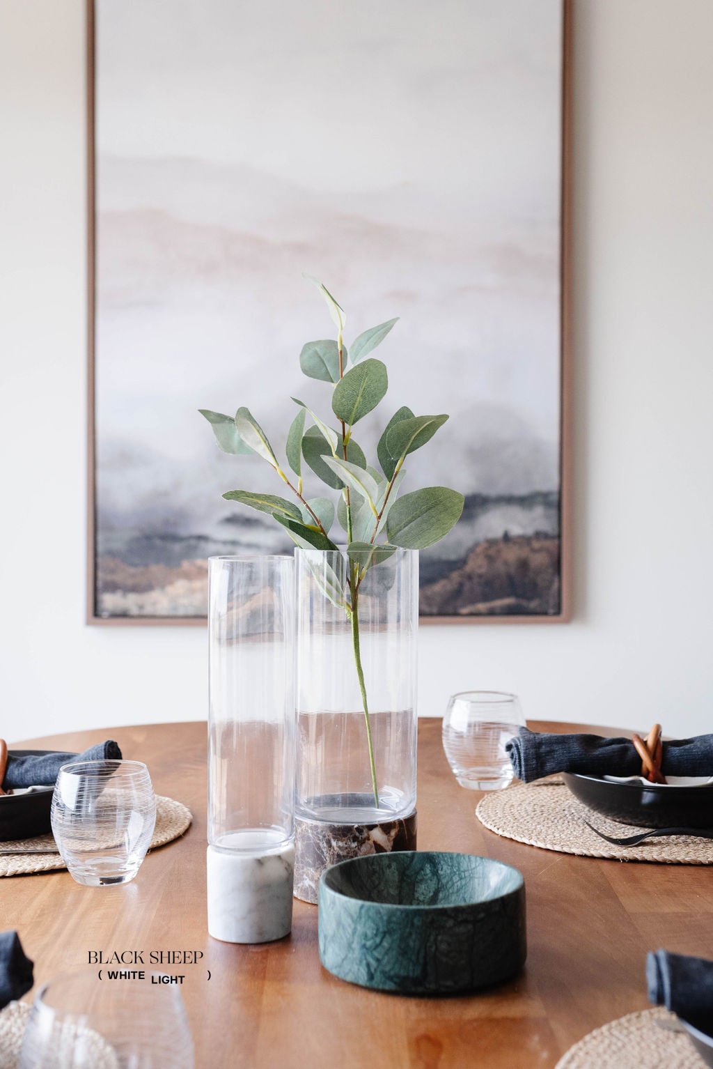 Bianco Carrara Marble and Glass Vase and Hurricane
