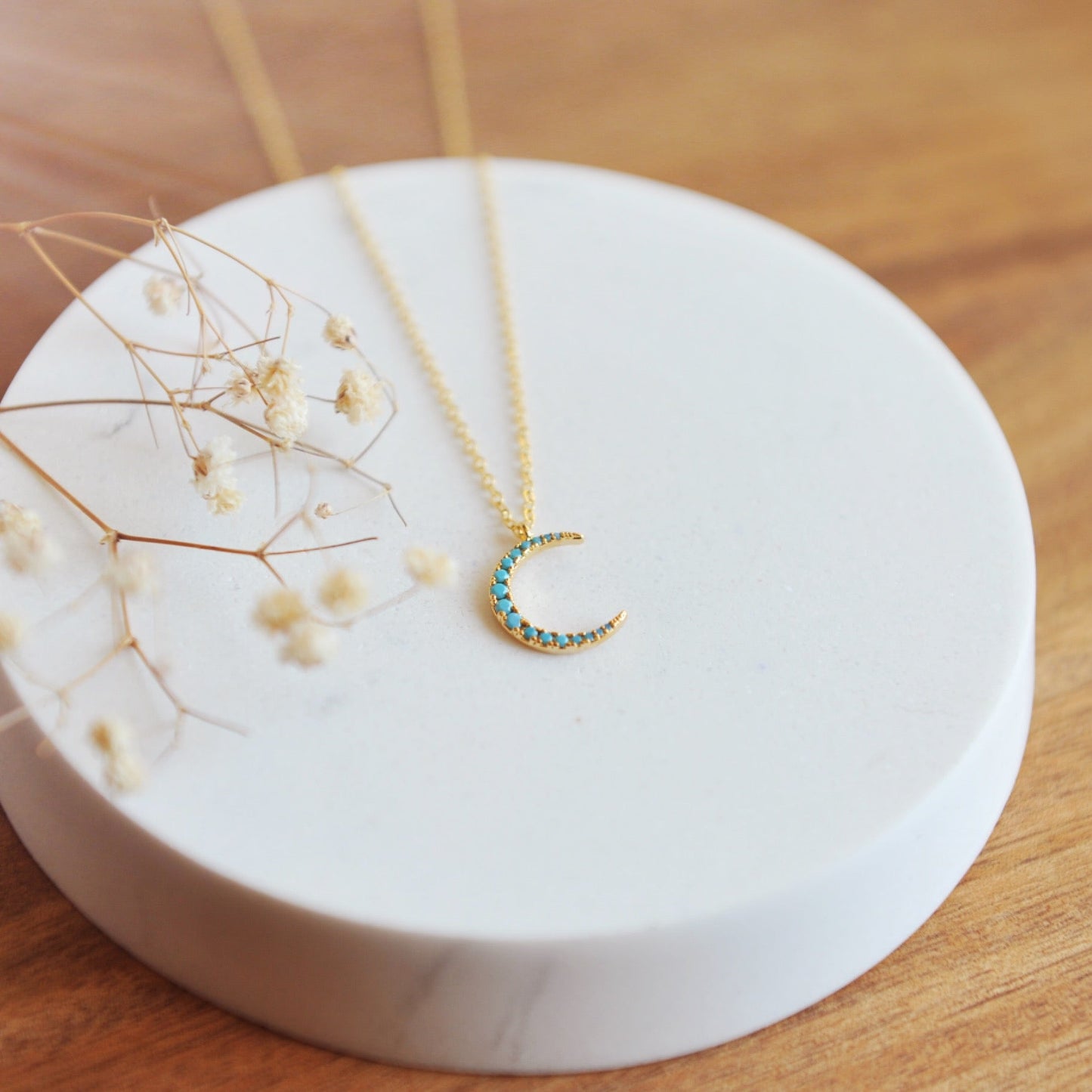 Turquoise Crescent Moon Necklace