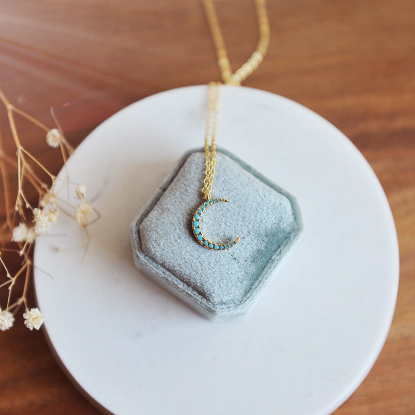 Turquoise Crescent Moon Necklace
