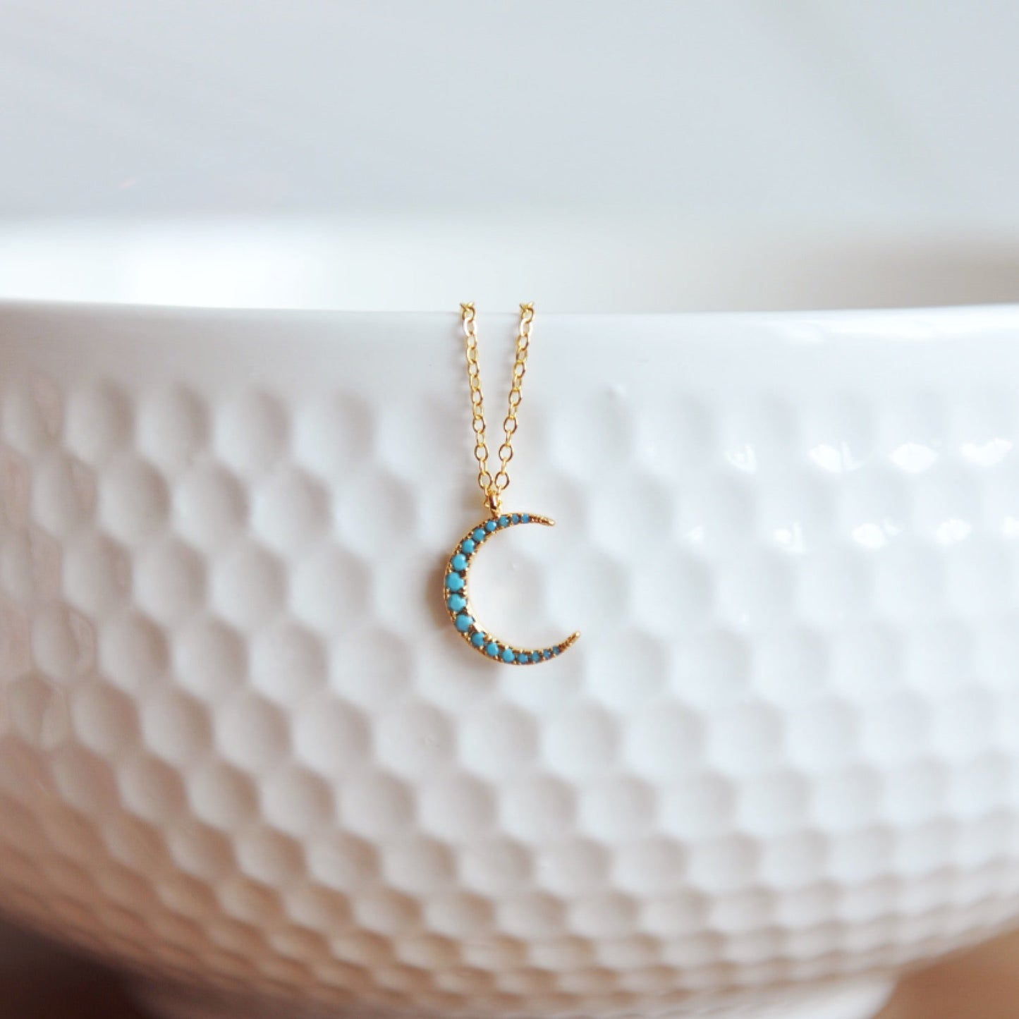 Turquoise Crescent Moon Necklace
