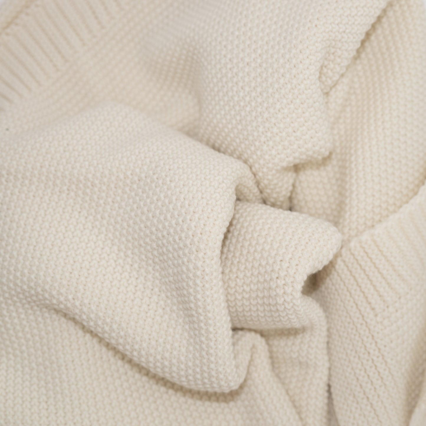 Textured Cream Knit Throw Blanket