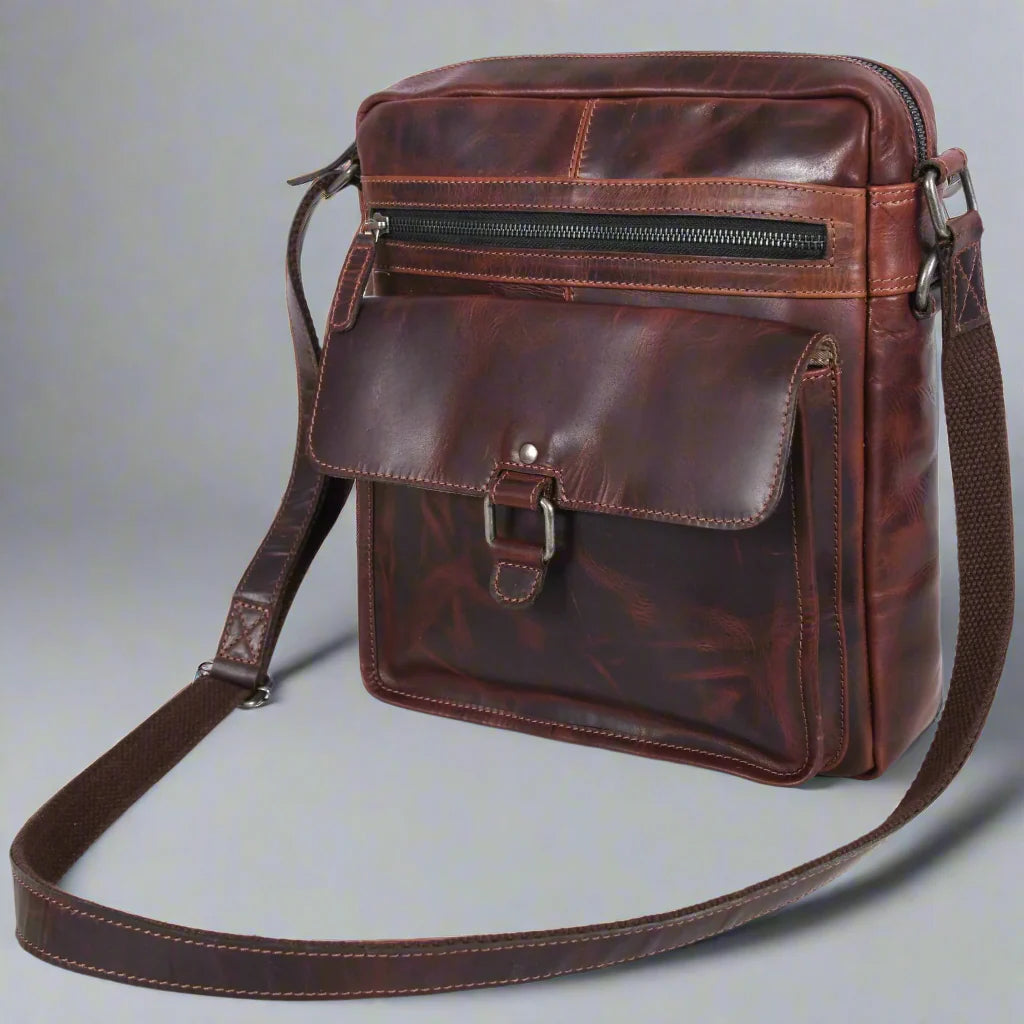 Manhattan Leather Satchel | Buffalo Leather Crossbody Bag for Men & Women