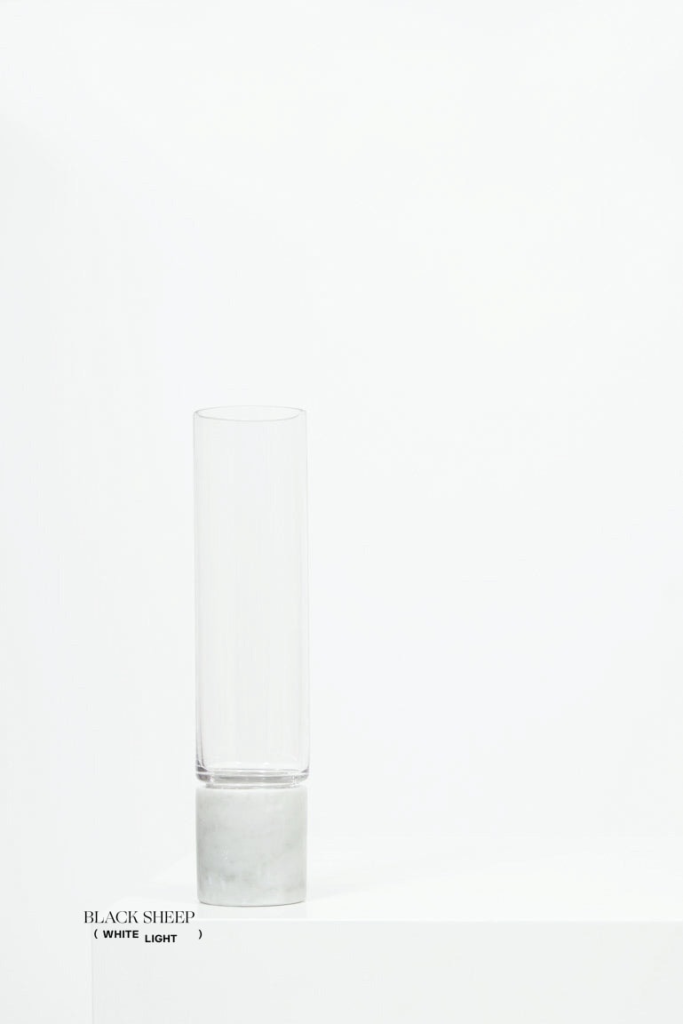 Bianco Carrara Marble and Glass Vase and Hurricane