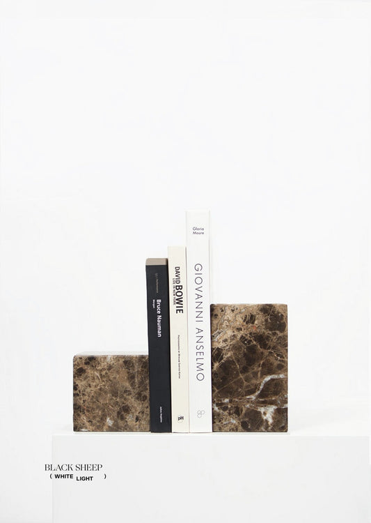 Dark Emperador Marble Asymmetric Book Ends