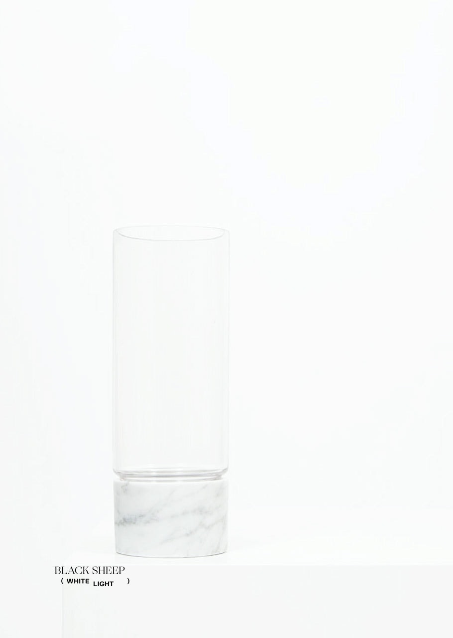 Bianco Carrara Marble and Glass Vase and Hurricane