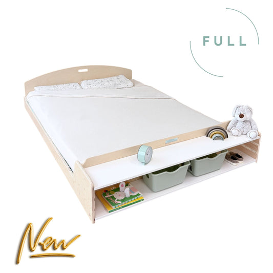 CHERRY FULL - Montessori Floor Bed with Shelves