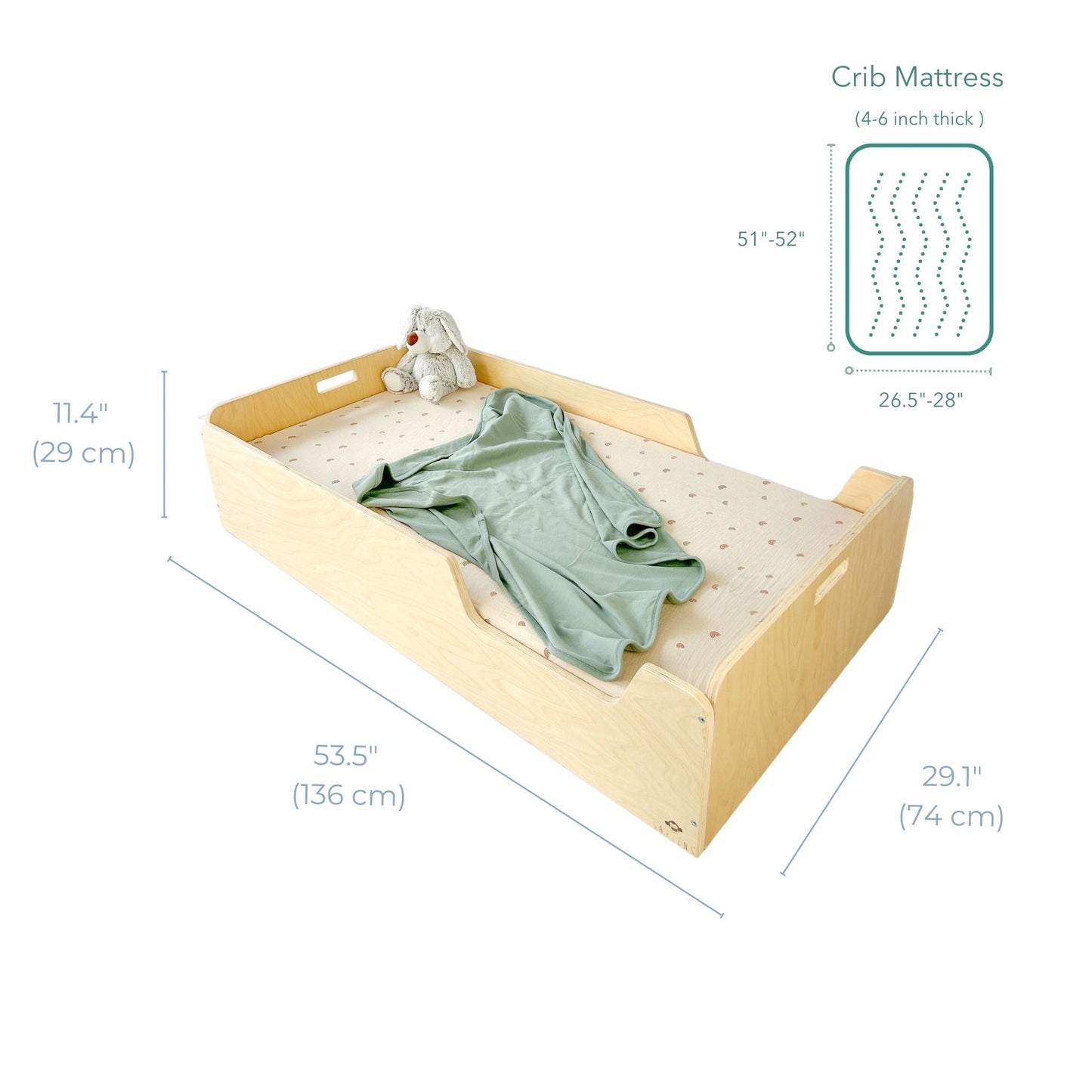 APPLE CRIB - Montessori Floor Bed with Rails