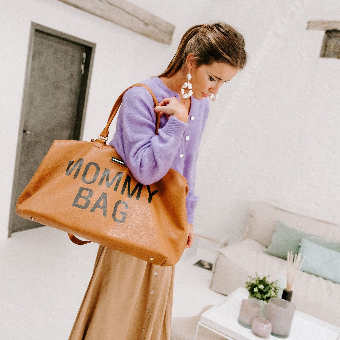 MOMMY BAG LEATHERLOOK BROWN