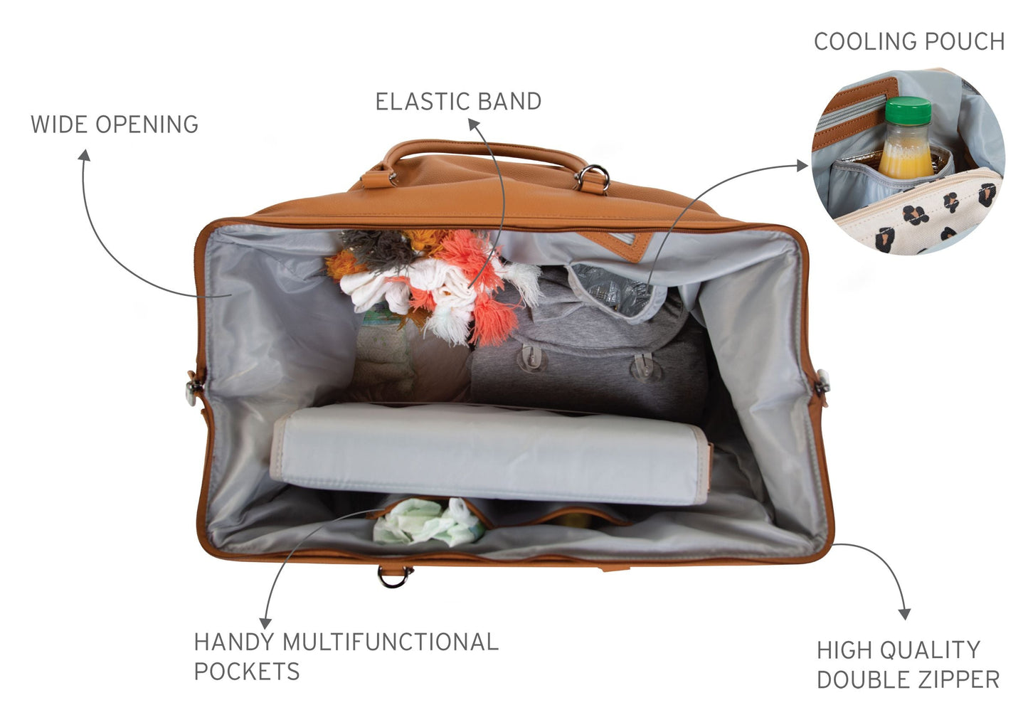 MOMMY BAG LEATHERLOOK BROWN