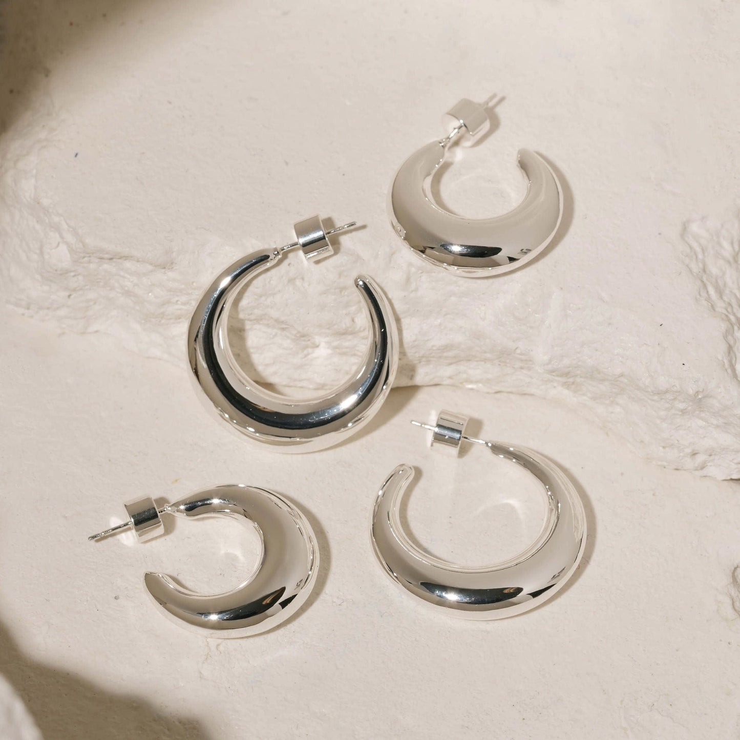 The Mezzaluna Hoop Duo | Sterling Silver