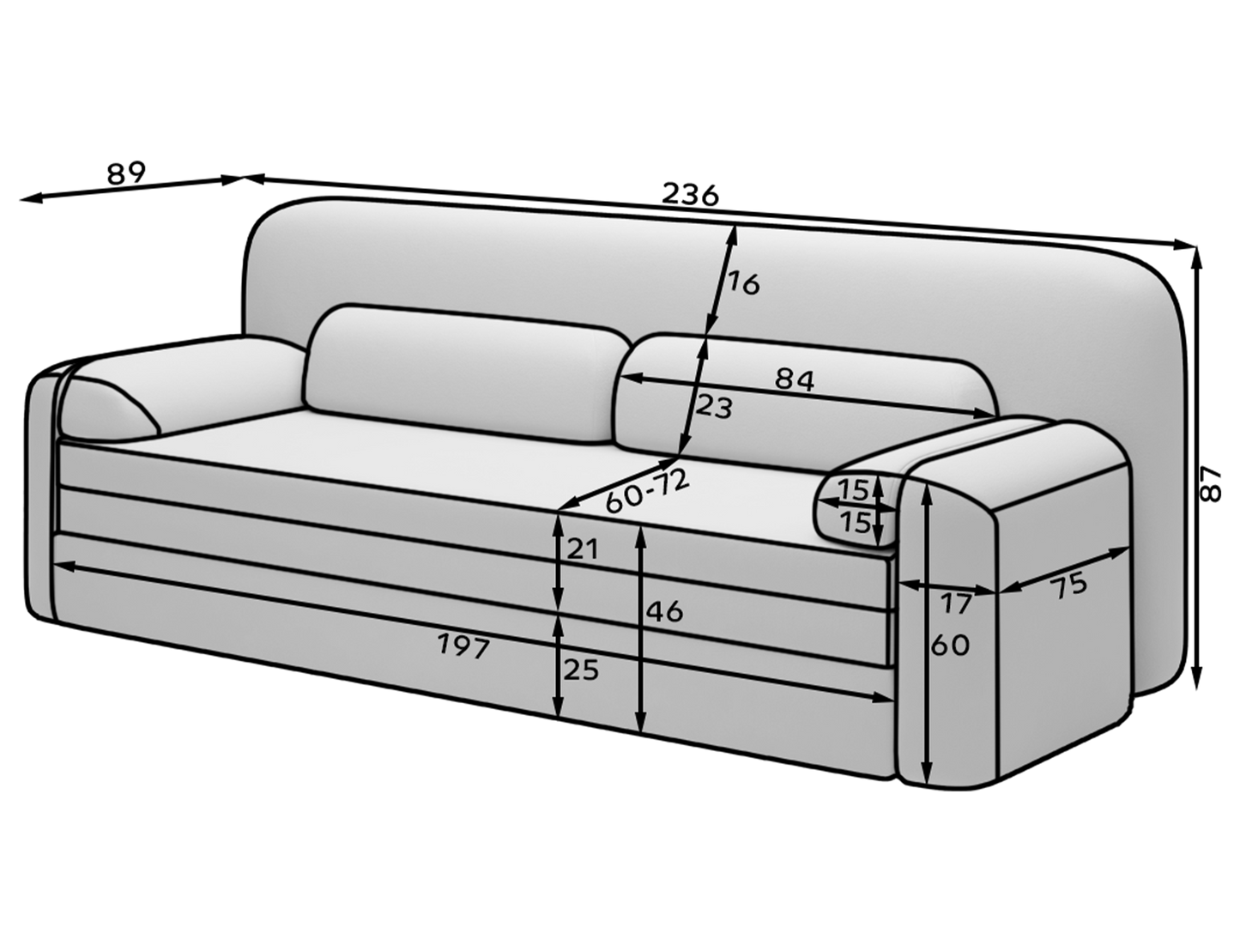 Elioss 3 Seater Storage Sleeper Sofa - Fudge Brown