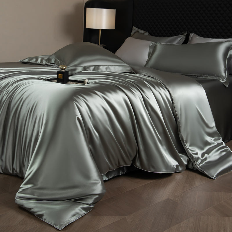 Lustre Luxe Elegant Duvet Set - Solid Army Grey