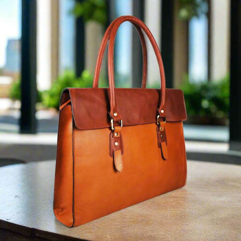 The Signature 17" Bag, Tan Flap