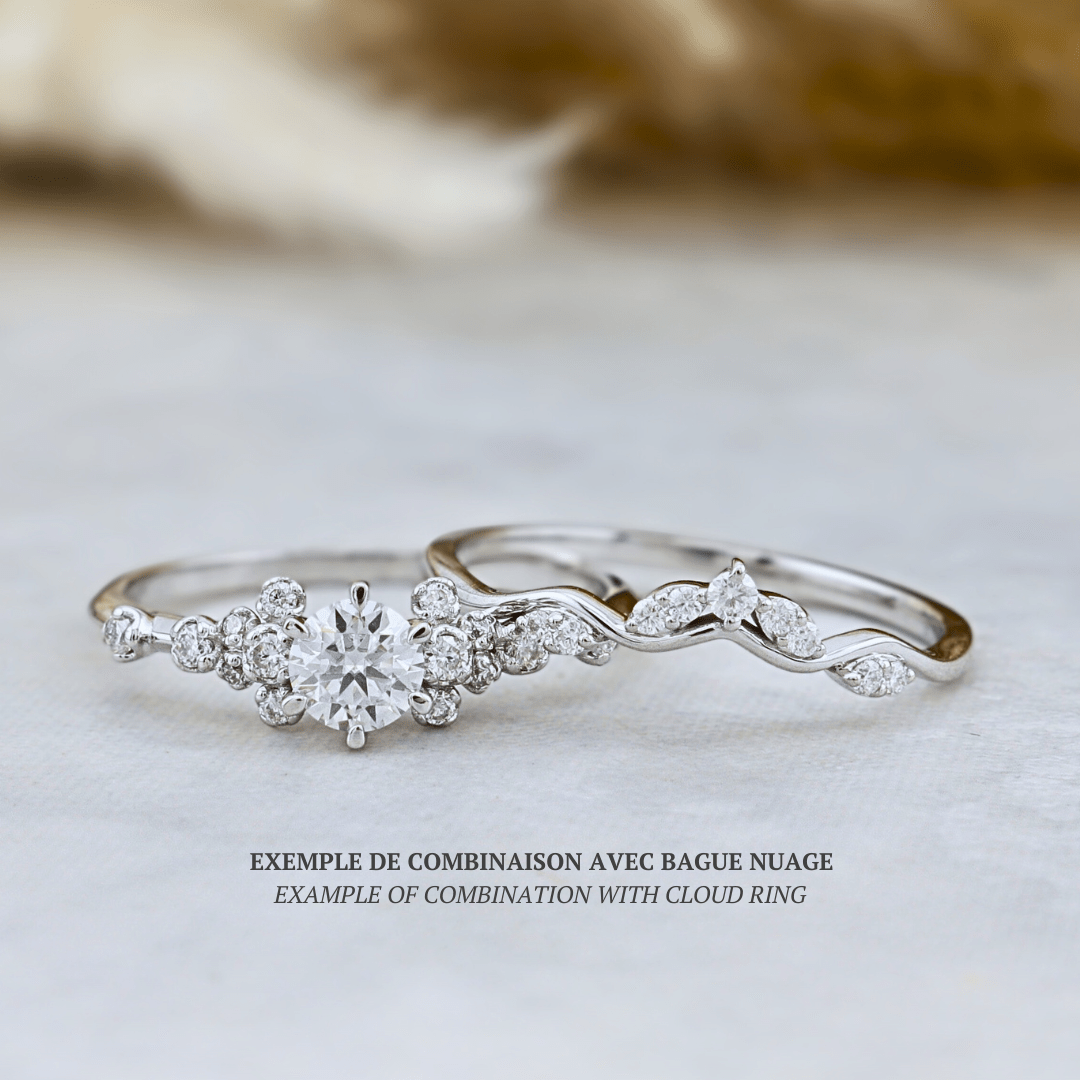 Bague Vague en or 10K ou argent sterling et moissanites