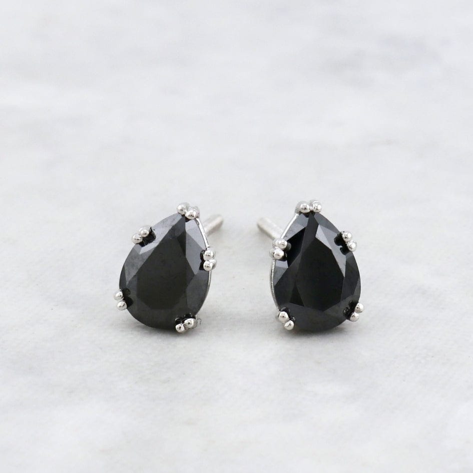 Boucles d'oreilles Moissanites noires en or 10K - 14K - 18K ou platine