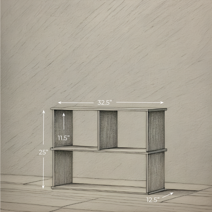 Console bookcase in white oak