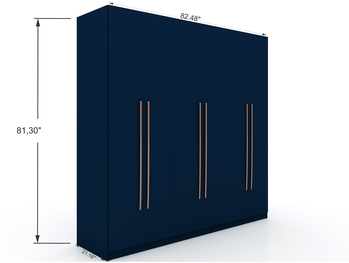 Torino Modern Freestanding Wardrobe - Midnight Blue