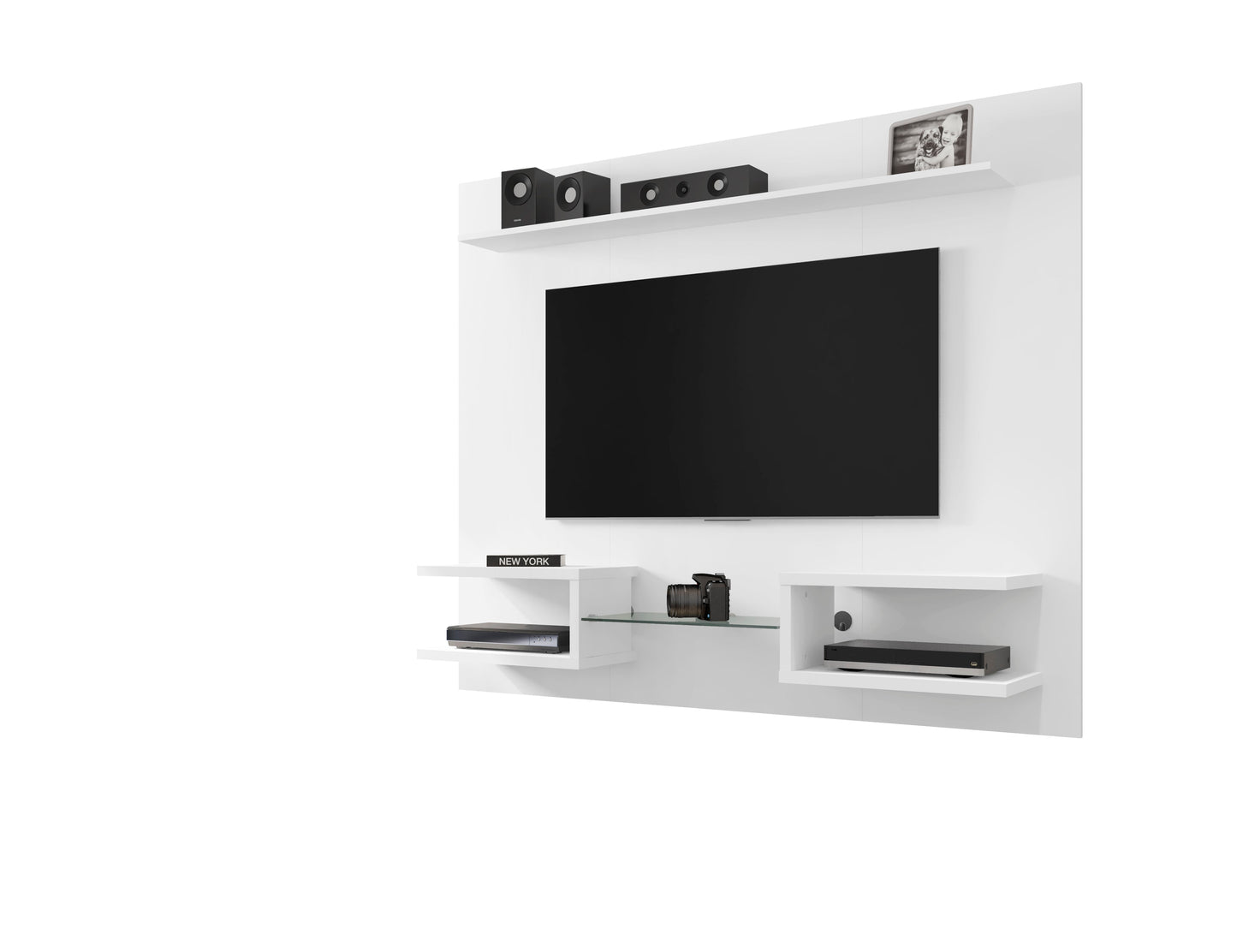 Augusta Modern Floating Shelved Entertainment Center - White Gloss