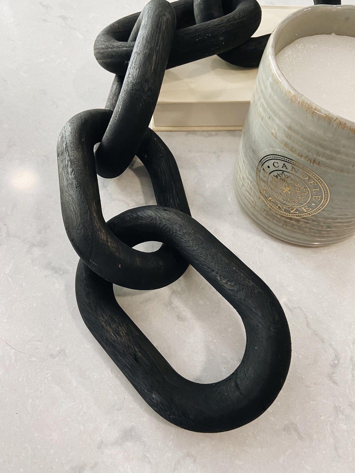 Black or White Decorative Wood Link Chain