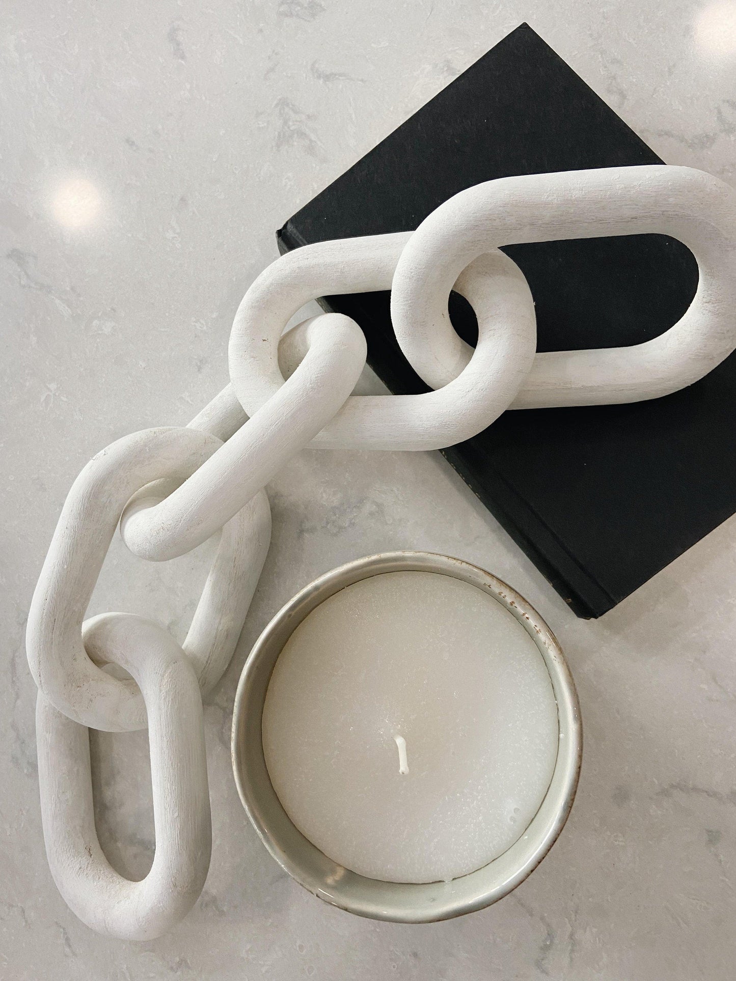 Black or White Decorative Wood Link Chain